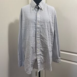 Ralph Lauren Men's Blue Plaid Check Dress Shirt Size 16 Long Sleeve 32/33.